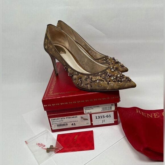 RENÉ CAOVILLA Printed Crystal Embellishments Pumps Decollete Size 41 / 11 US - Picture 1 of 12